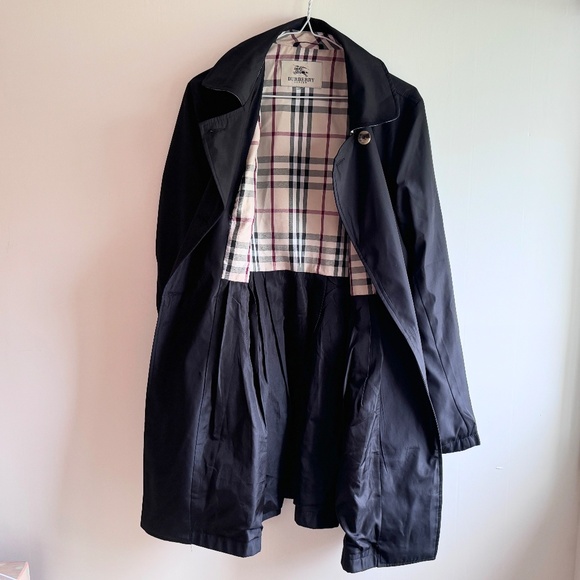 Burberry Rain Jacket Black Trench Nova Plaid Lined Size S / XS - Picture 5 of 6